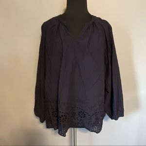 LANE BRYANT plus size v-neck cutout hem blouse